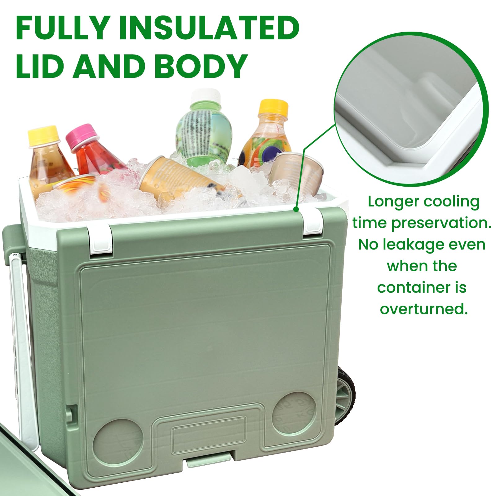 Compact 32L cooler with towing handle for easy transport.