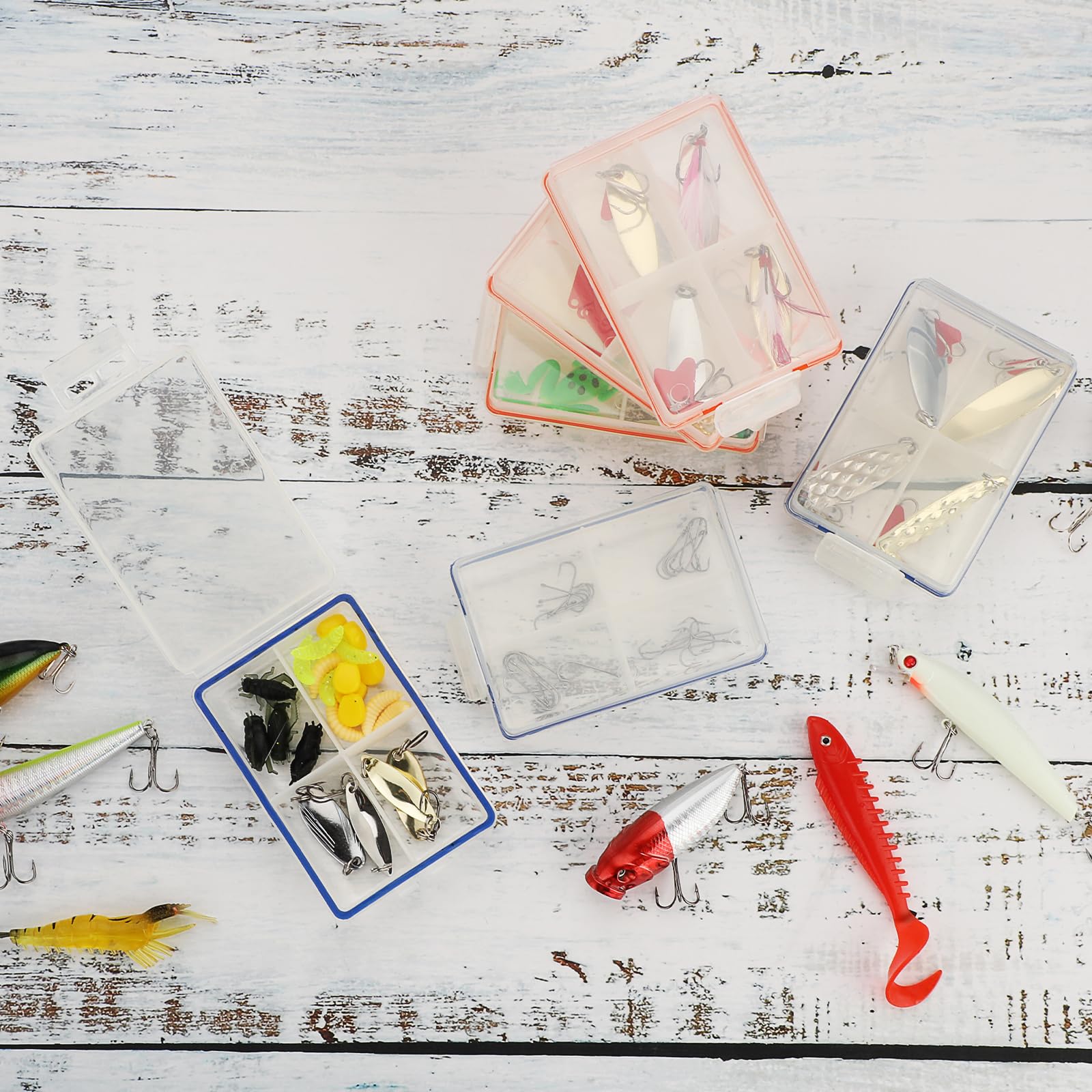 Portable transparent tackle box ready for travel