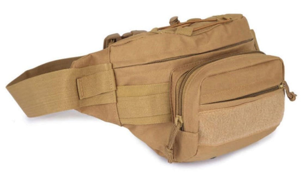 Juzar Tapal Collection tactical fanny pack front pocket for quick access.