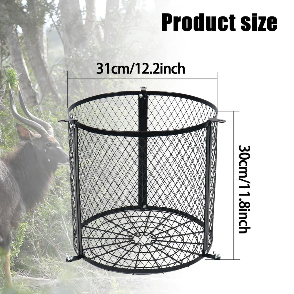 JXLXYY Deer Feeder Varmint Guard metal cage clearly blocks wildlife access.