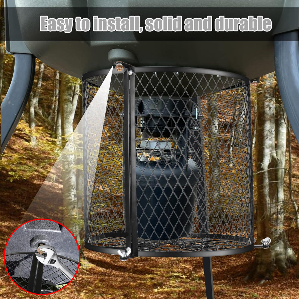 JXLXYY Deer Feeder Varmint Guard quick-lock installation demonstrates easy setup.