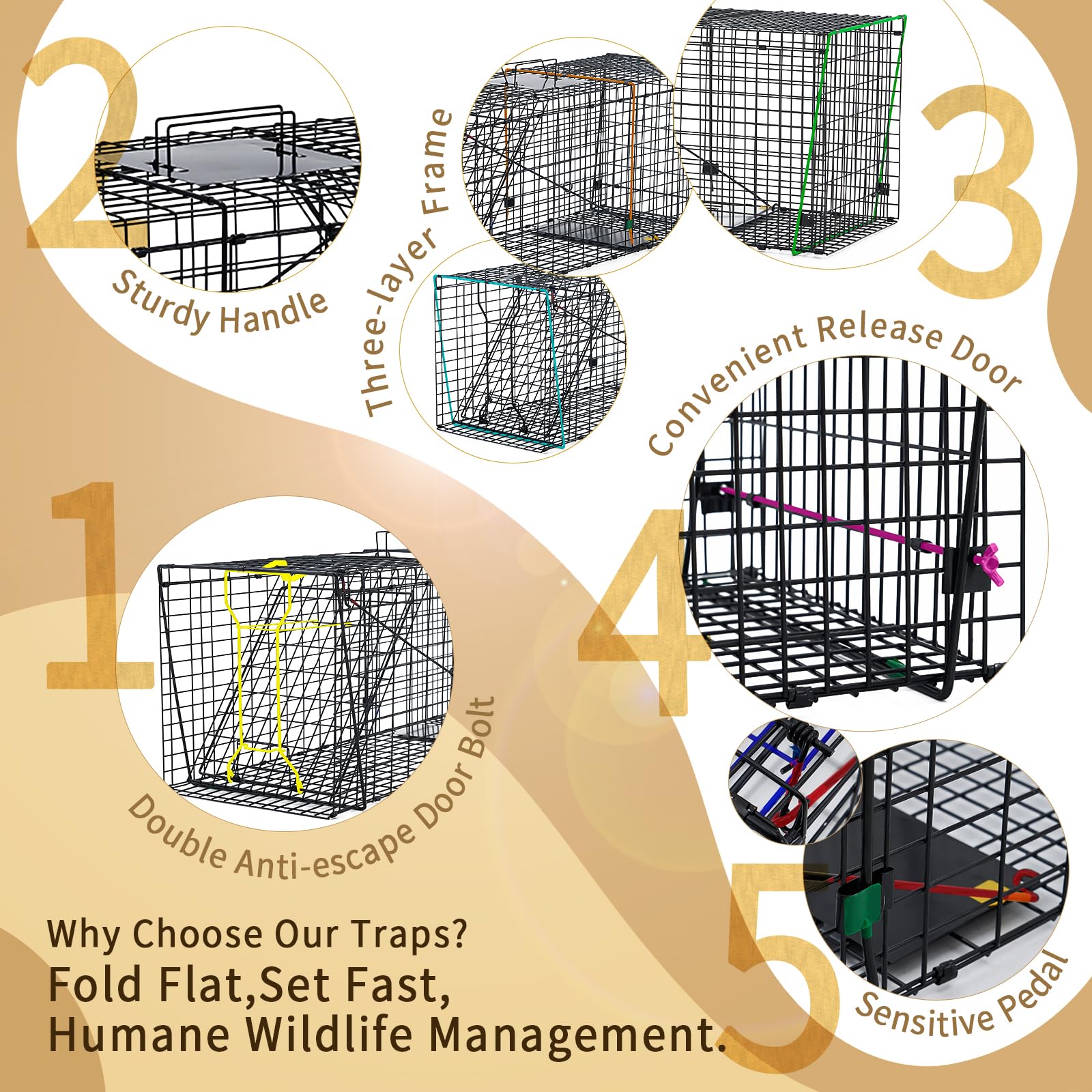 JY CLASSIC humane live-trap closeup highlights durable construction for outdoor use.