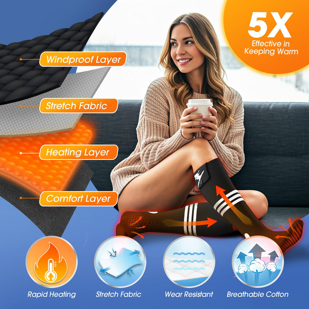 JYew AI heated socks app-control enables Bluetooth heat adjustment.