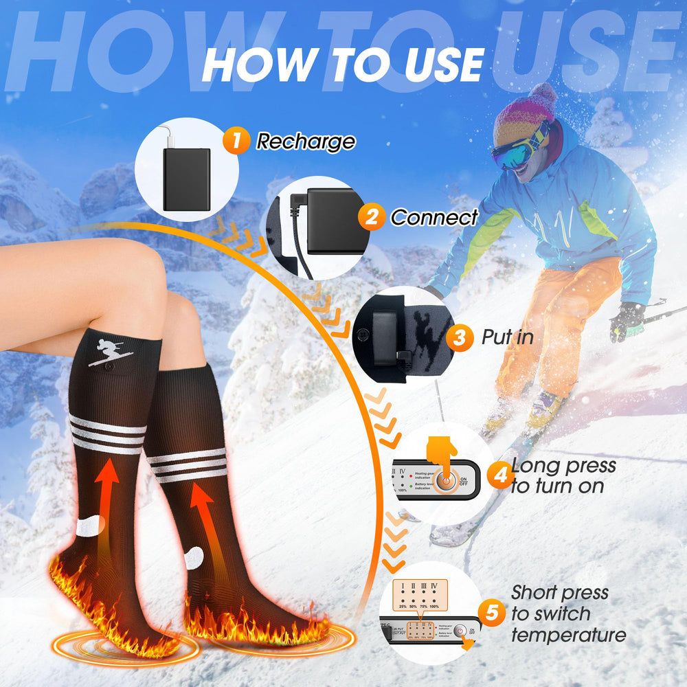 JYew AI heated socks soft fabric with arch support for all-day comfort.