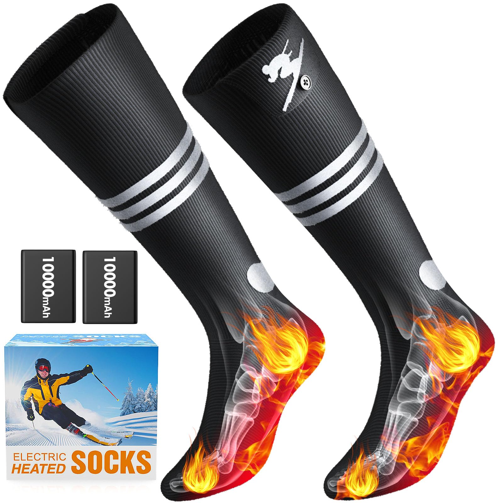 JYew heated socks app control display shows remaining time and battery status