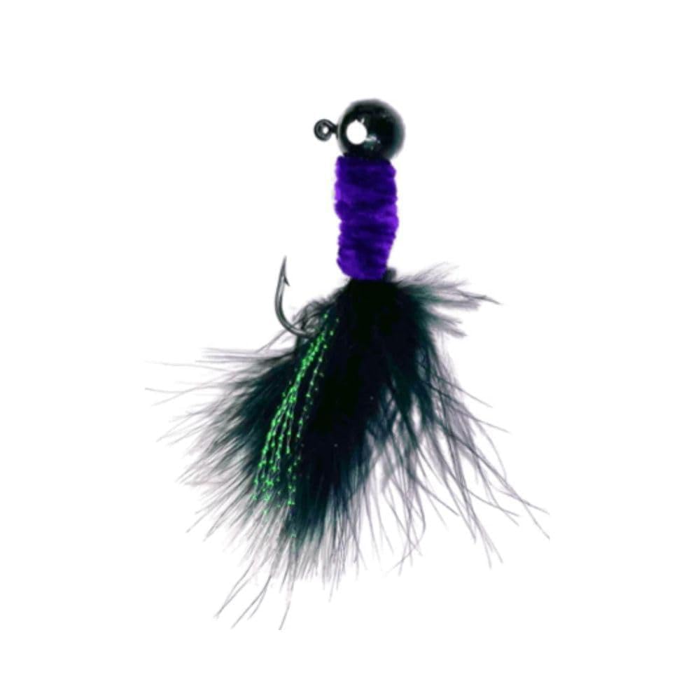 JYG PRO FISHING Crappie half-ounce black-purple lure with high visibility for day and night.