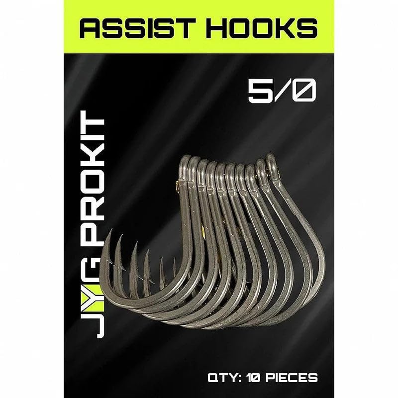 JYG PRO FISHING Pro Assist Hooks 5/0—durable lure hooks for reliable deep-water jigging.