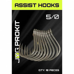JYG PRO FISHING Pro Assist Hooks 5/0—durable lure hooks for reliable deep-water jigging.