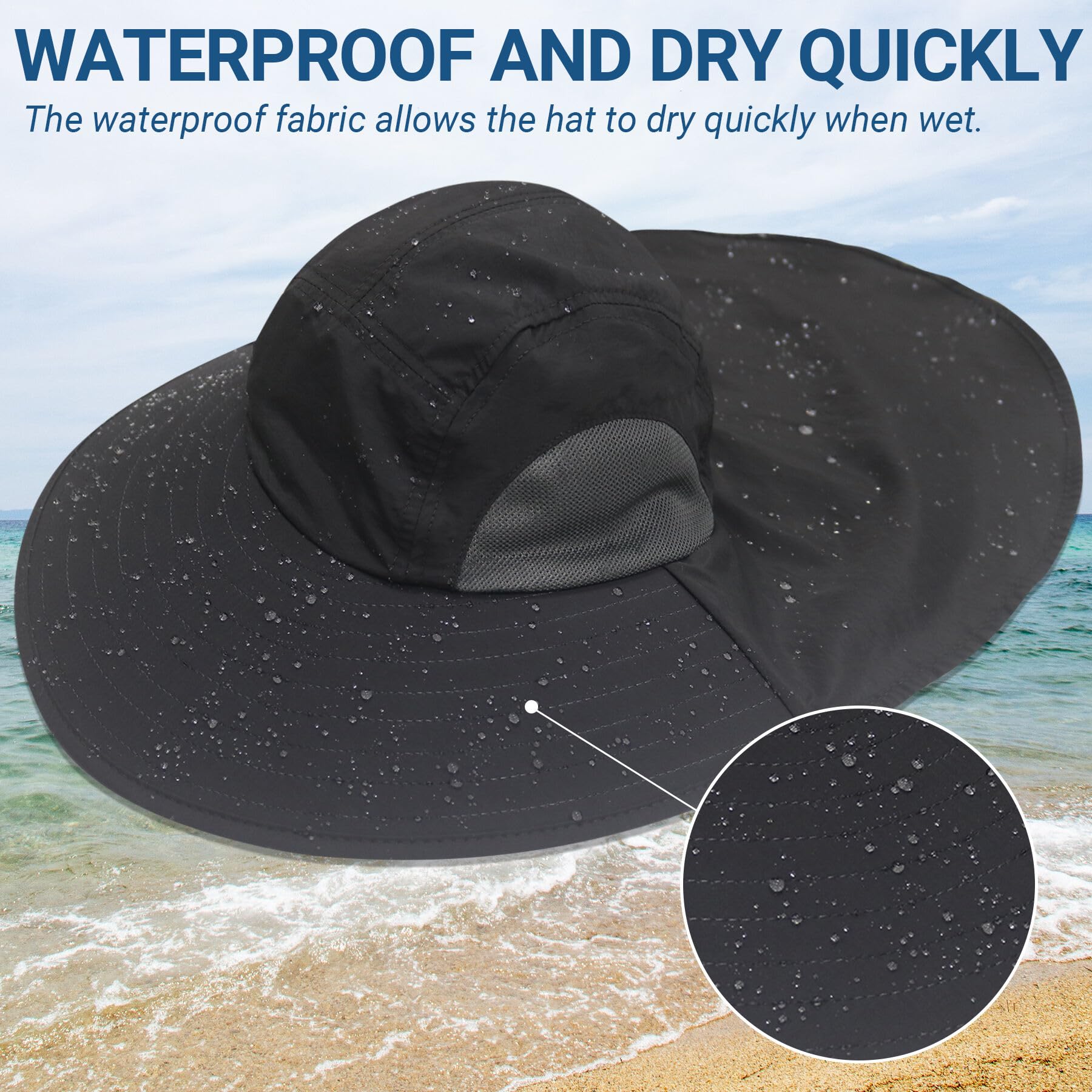 Close-up of adjustable strap and fabric on fishing hat
