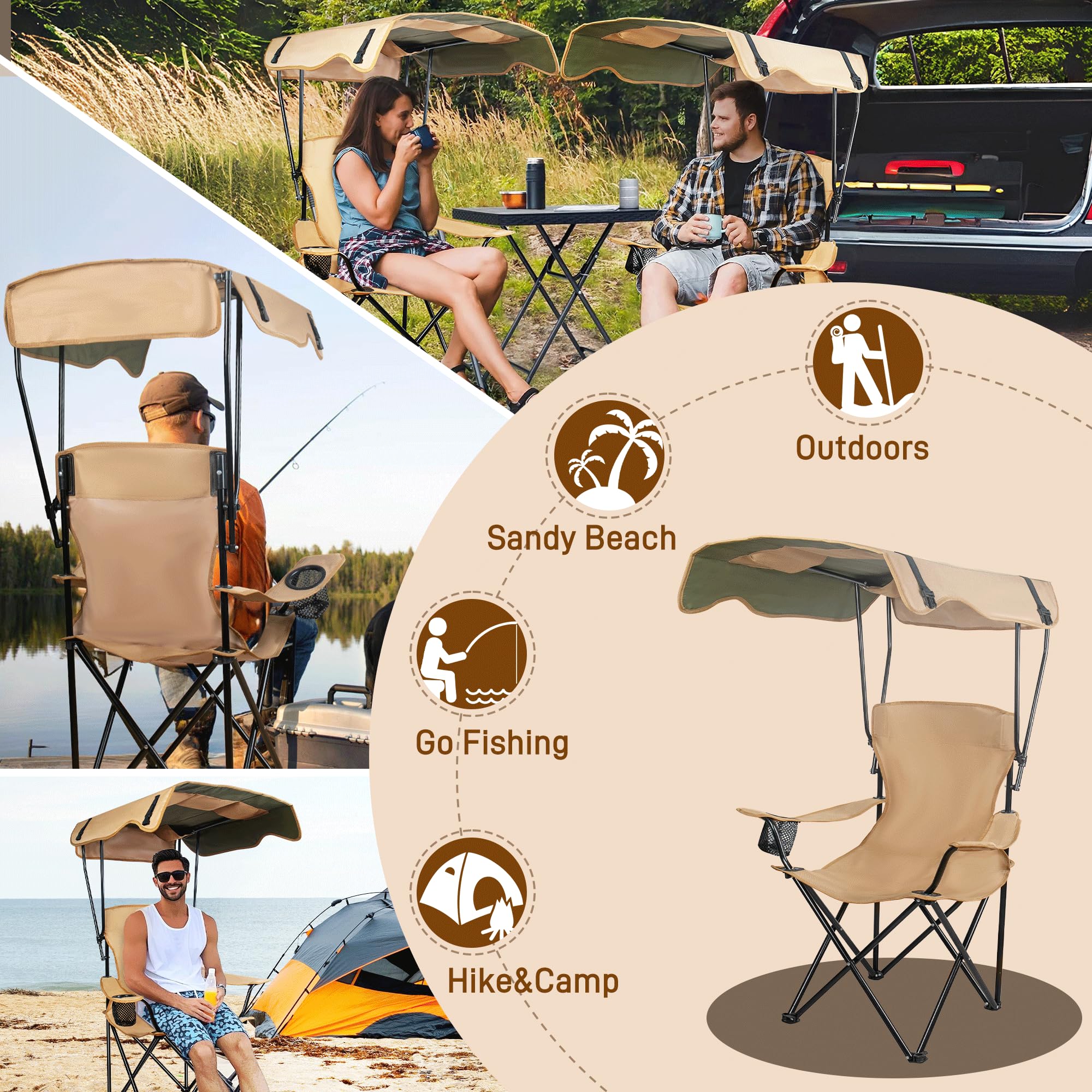 JYYA88BB anti-sink and slip foot pads stabilize on sand or grass.