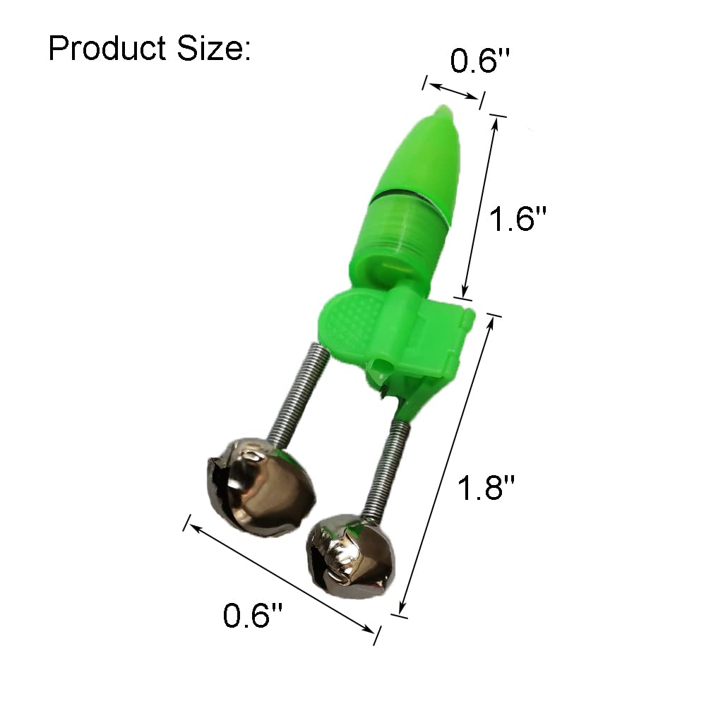 Rainproof clip-on fishing bell assembly in green