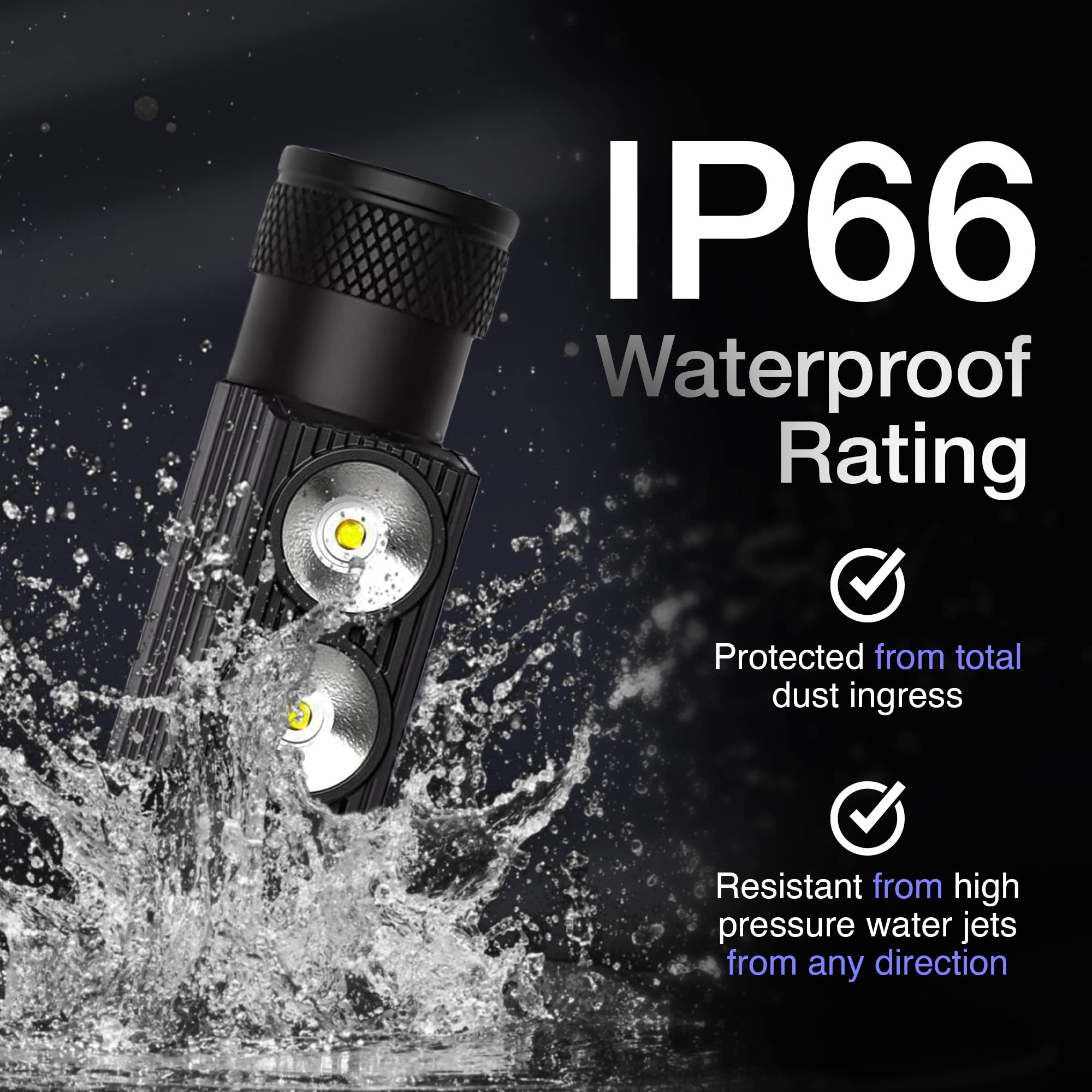 K-Bern PRO headlamp with multiple modes including turbo and SOS for safety