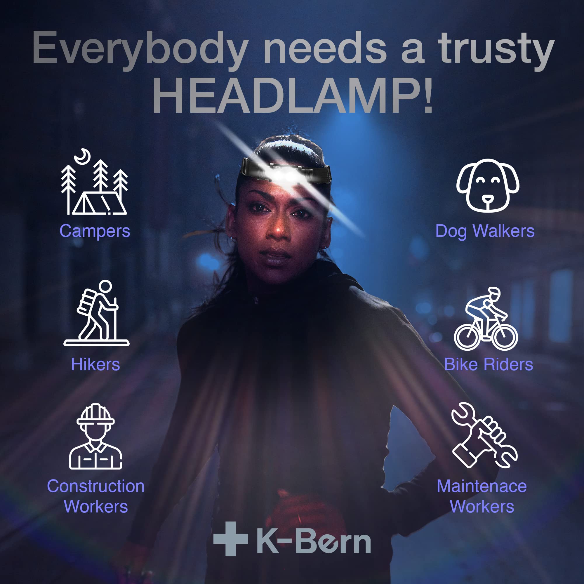 K-Bern PRO headlamp magnet end attached to metal surface for hands-free use