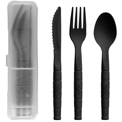 KA-BAR Lunch Pal Black utensils in a labeled case for organized meals on the go