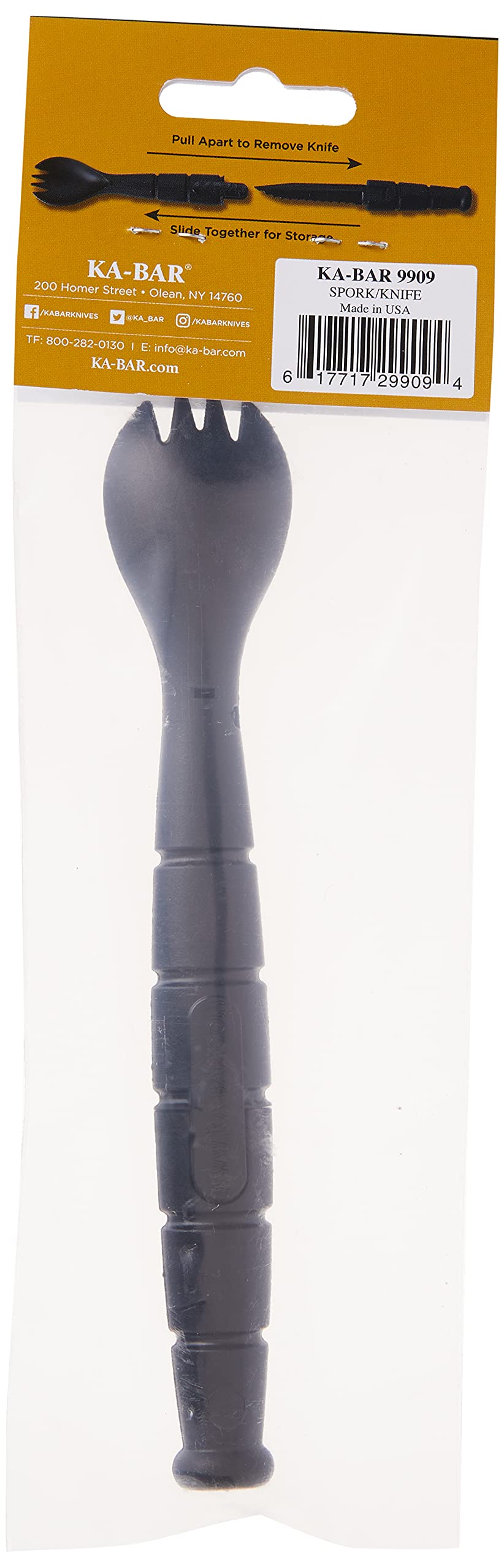 KA-BAR spork-knife multitool design suitable for camping and travel