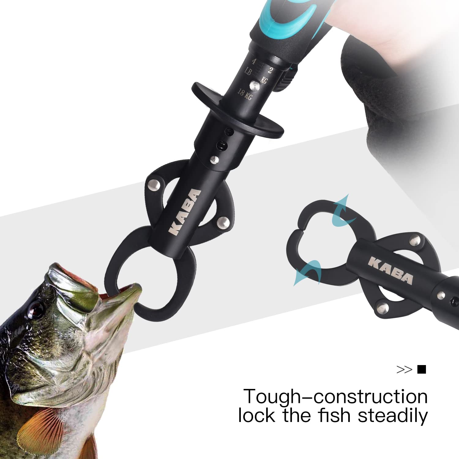 In use: weighing a fish with the lip gripper