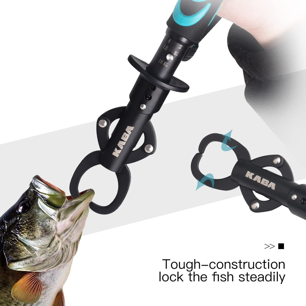 In use: weighing a fish with the lip gripper