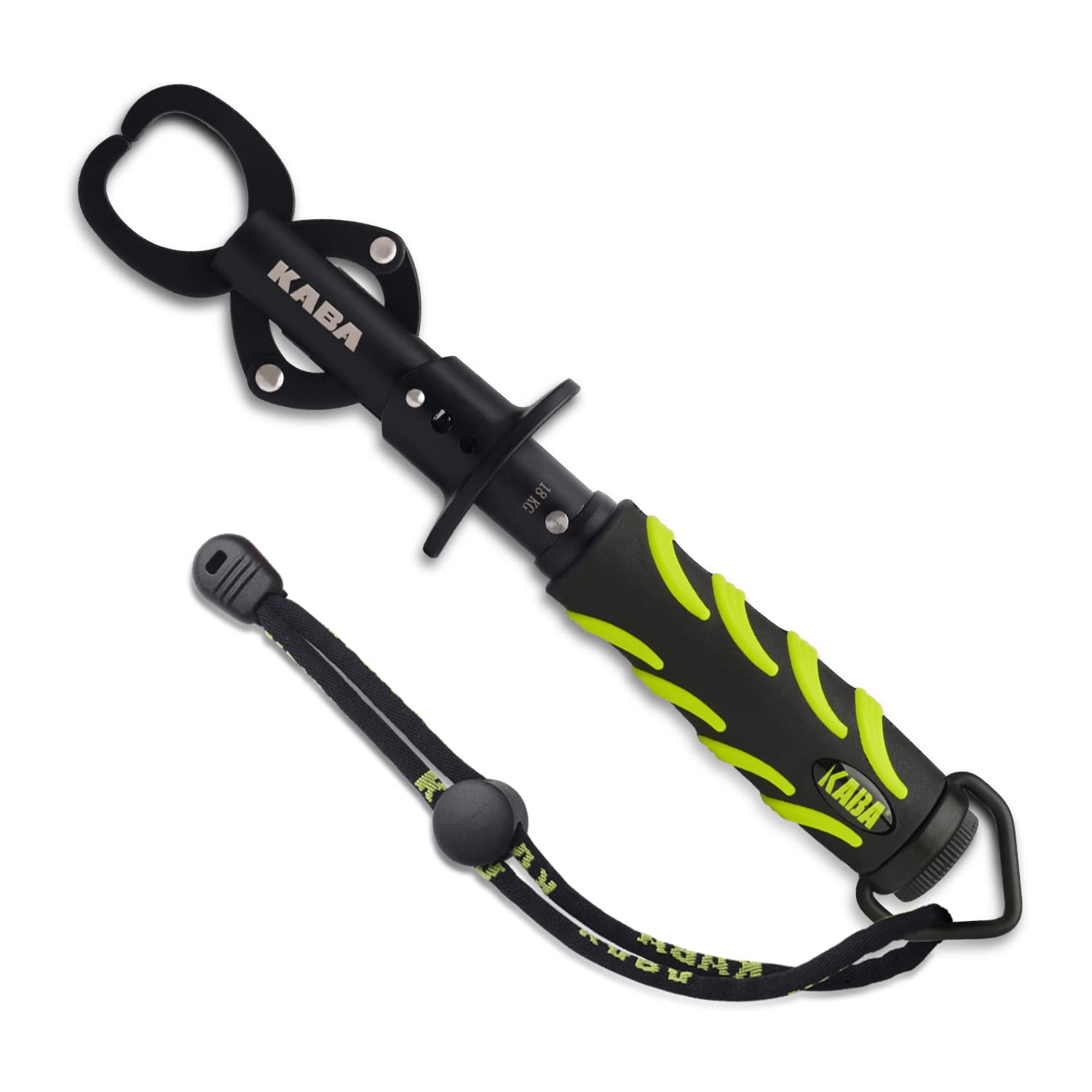 Kaba 40lb Fish Lip Gripper with Scale - stainless steel body with green handle