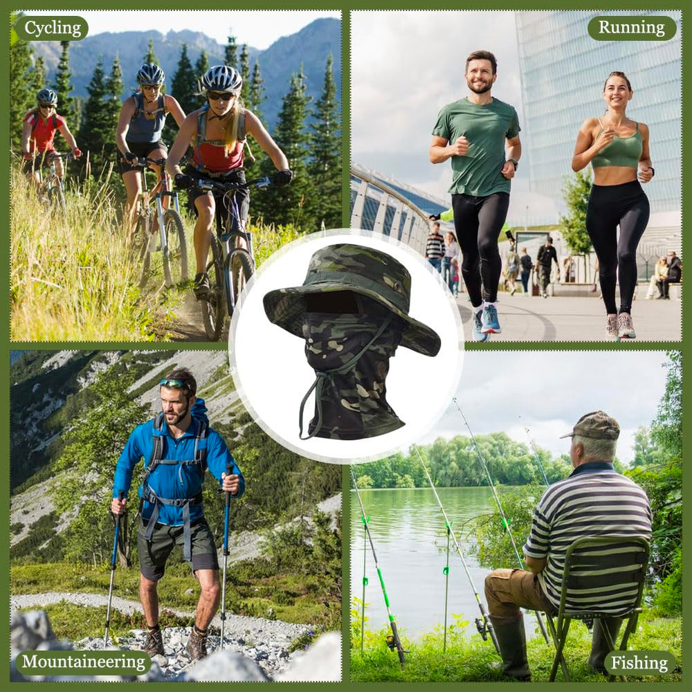 KABAKE outdoor set worn during fishing or camping for UV protection.