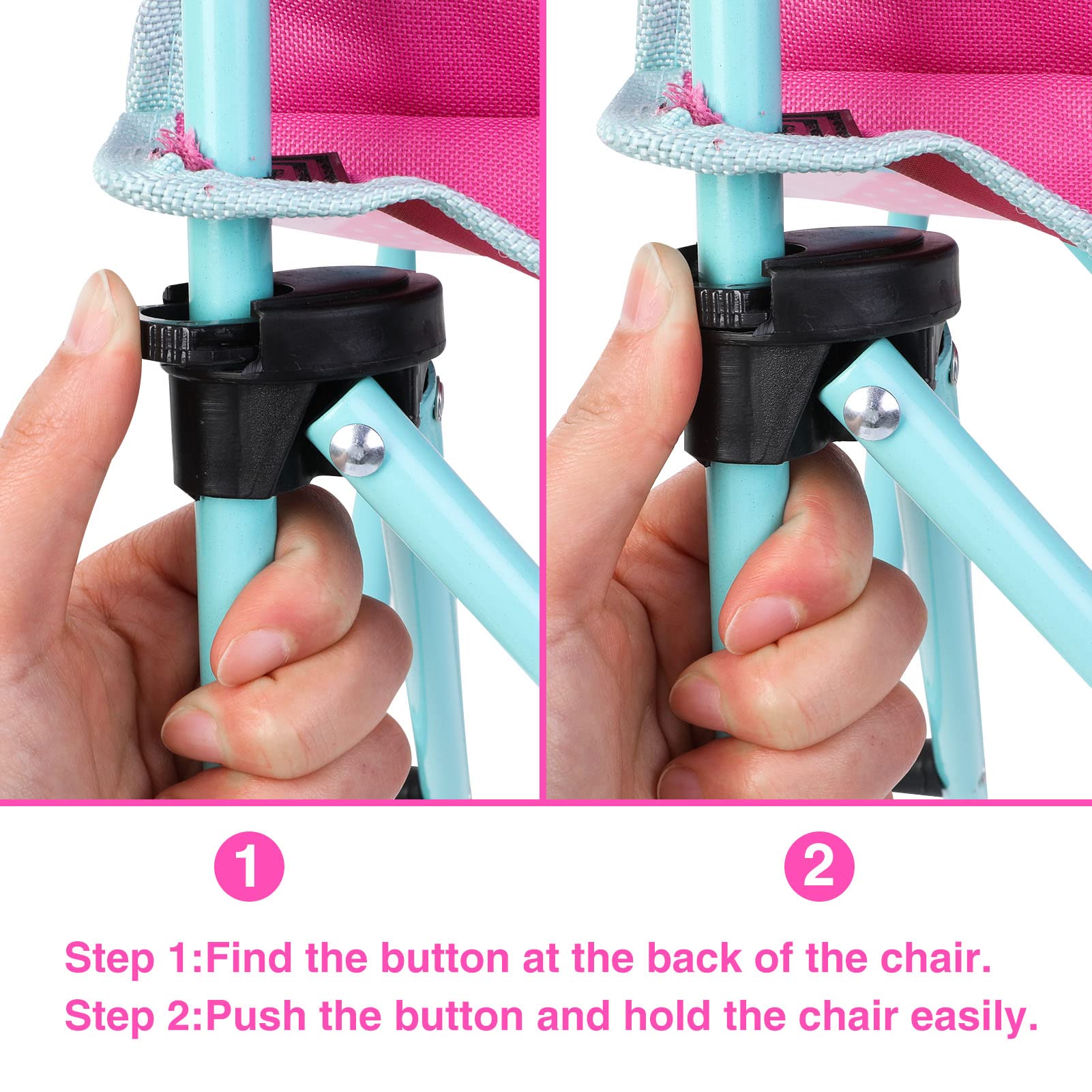 KABOER kids folding chair cup holder closeup for outdoor travel.