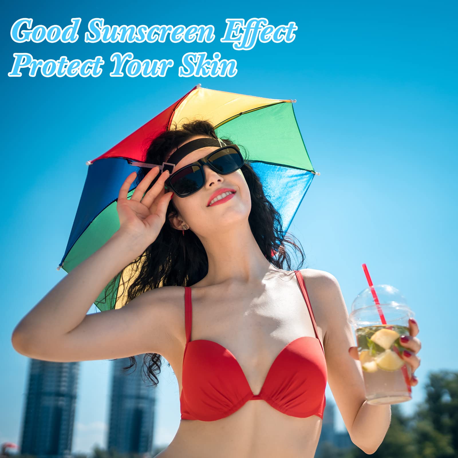 Package of 20 rainbow umbrella hats in assorted colors