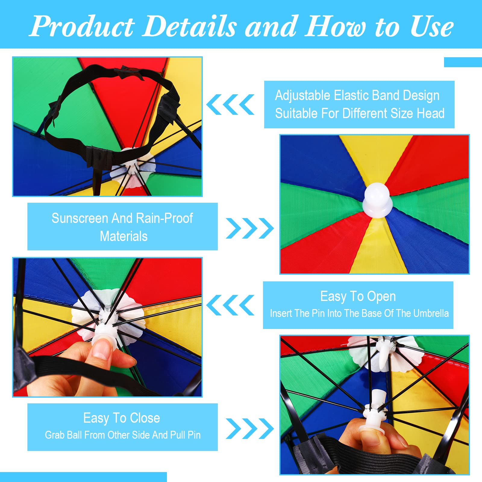 Kacctyen umbrella hat is lightweight and compact for easy packing and carrying.