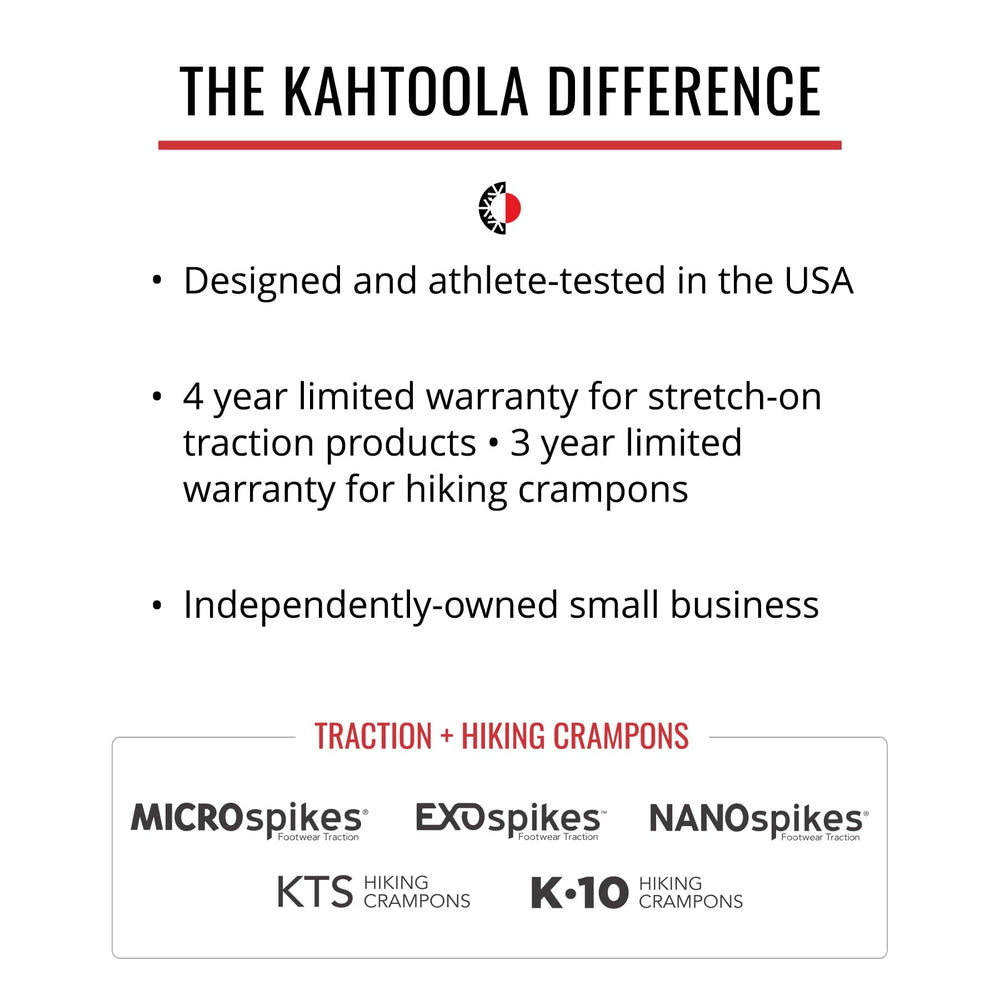 Kahtoola heritage since 1999 signals trusted outdoor gear.