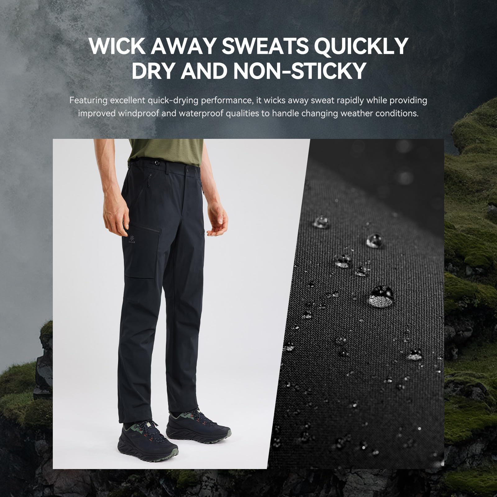 KAILAS men's hiking pants wind-splash protection in outdoor weather