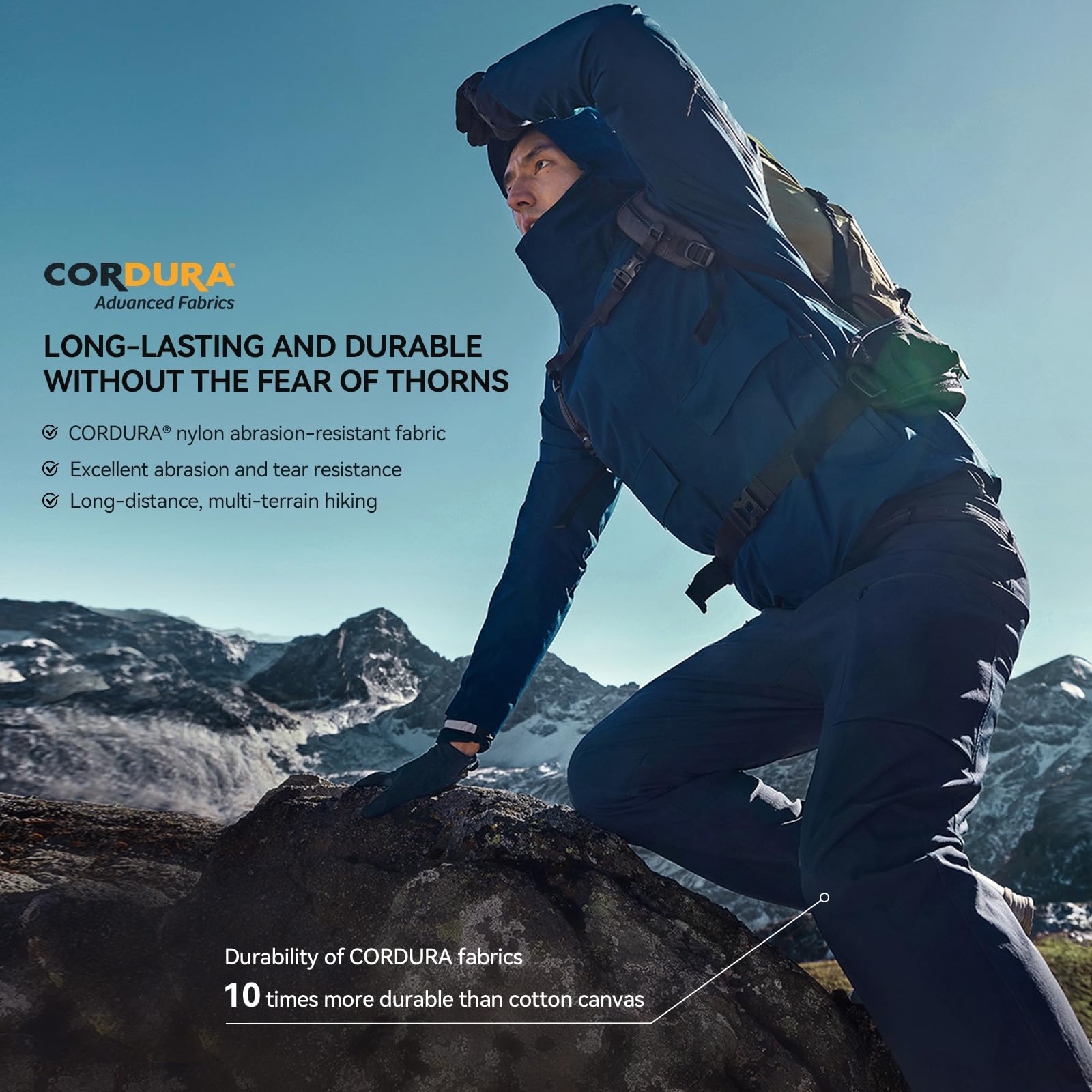 KAILAS softshell hiking pants knee articulation detail enables agile movement on ascents