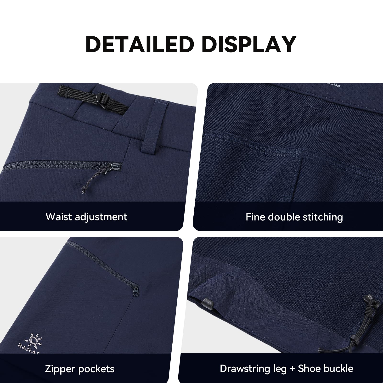 KAILAS softshell hiking pants pocket detail offers quick access on trails