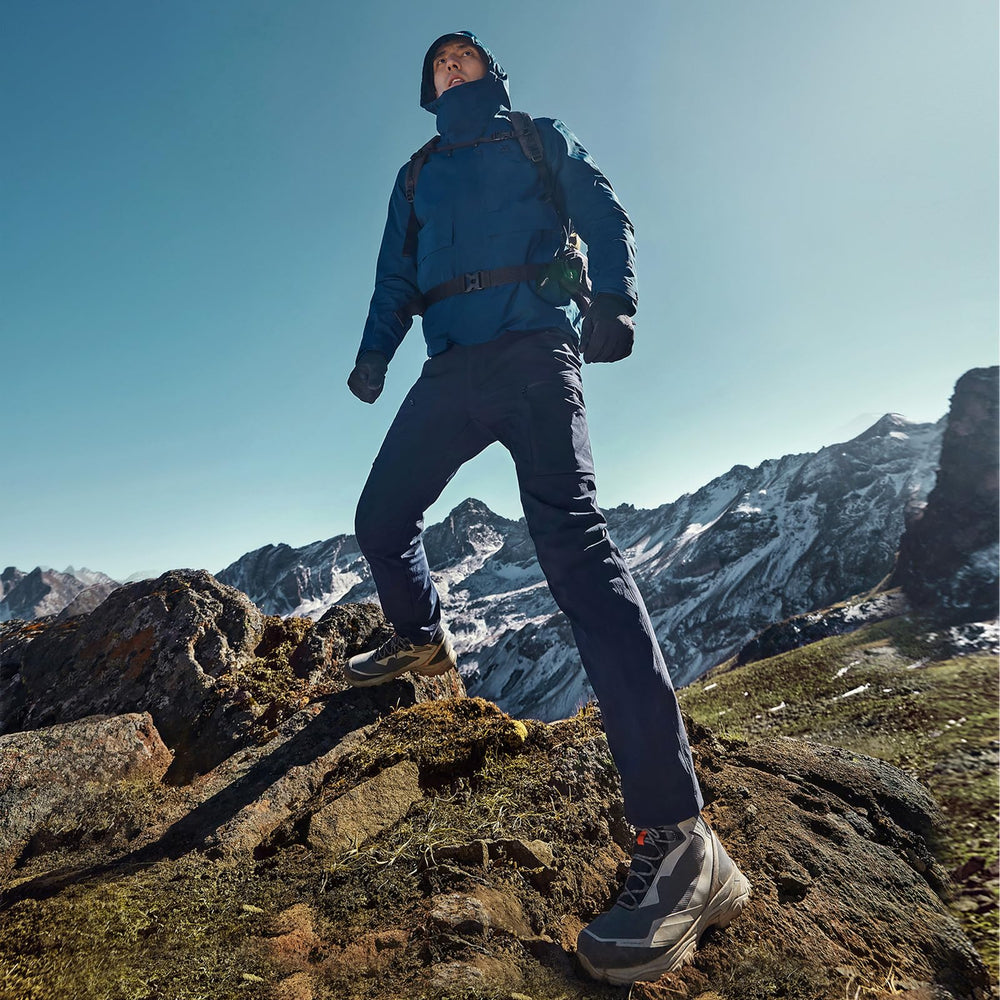 KAILAS softshell hiking pants waist closure provides secure fit on rugged terrain
