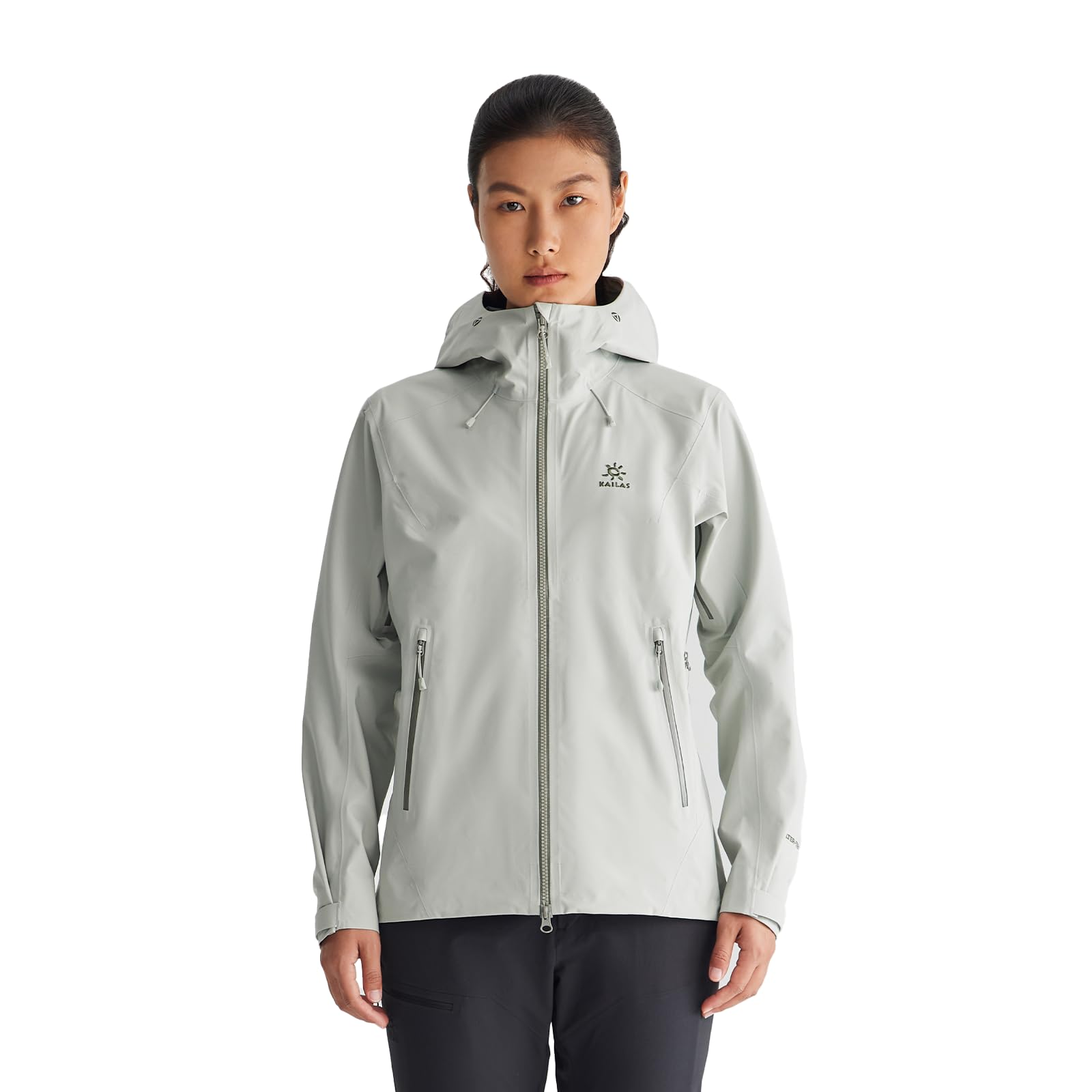 KAILAS women's hiking jacket front view showing lightweight waterproof shell for outdoor protection