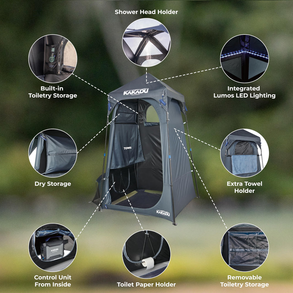 Kakadu Outback Shower Tent interior view highlighting spacious changing area