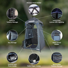 Kakadu Outback Shower Tent interior view highlighting spacious changing area