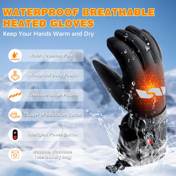 Kakashi heated gloves touchscreen-waterproof allow device use in wet conditions.