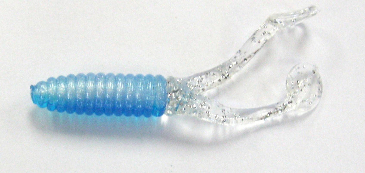 Kalin Crappie Scrub paddletail in blue-silver, showing panfish-attracting action