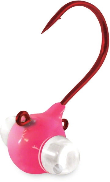 Kalin GELB14-PK Google Eye Live pink jig closeup highlighting eye detail to boost visibility and action.