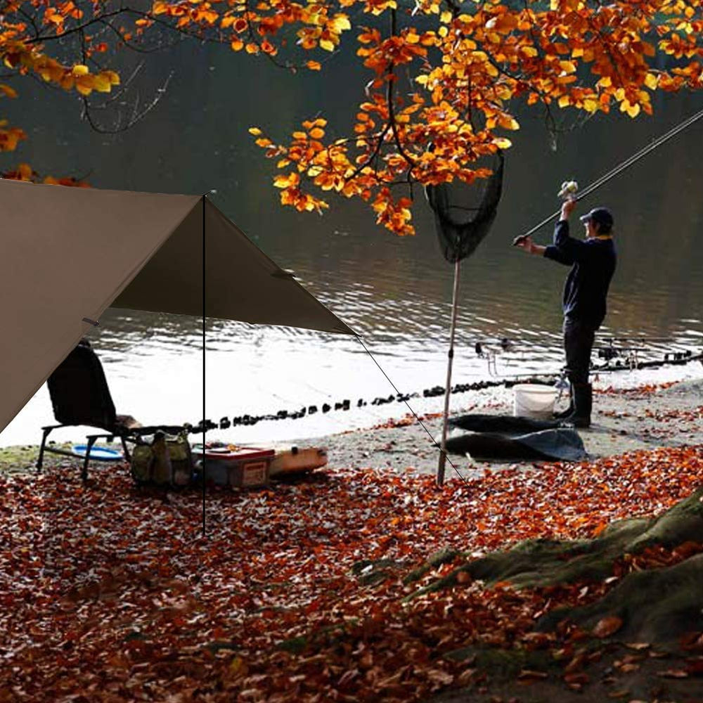 KALINCO 13x13ft tarp hammock rain fly shows versatile coverage for sun or rain.
