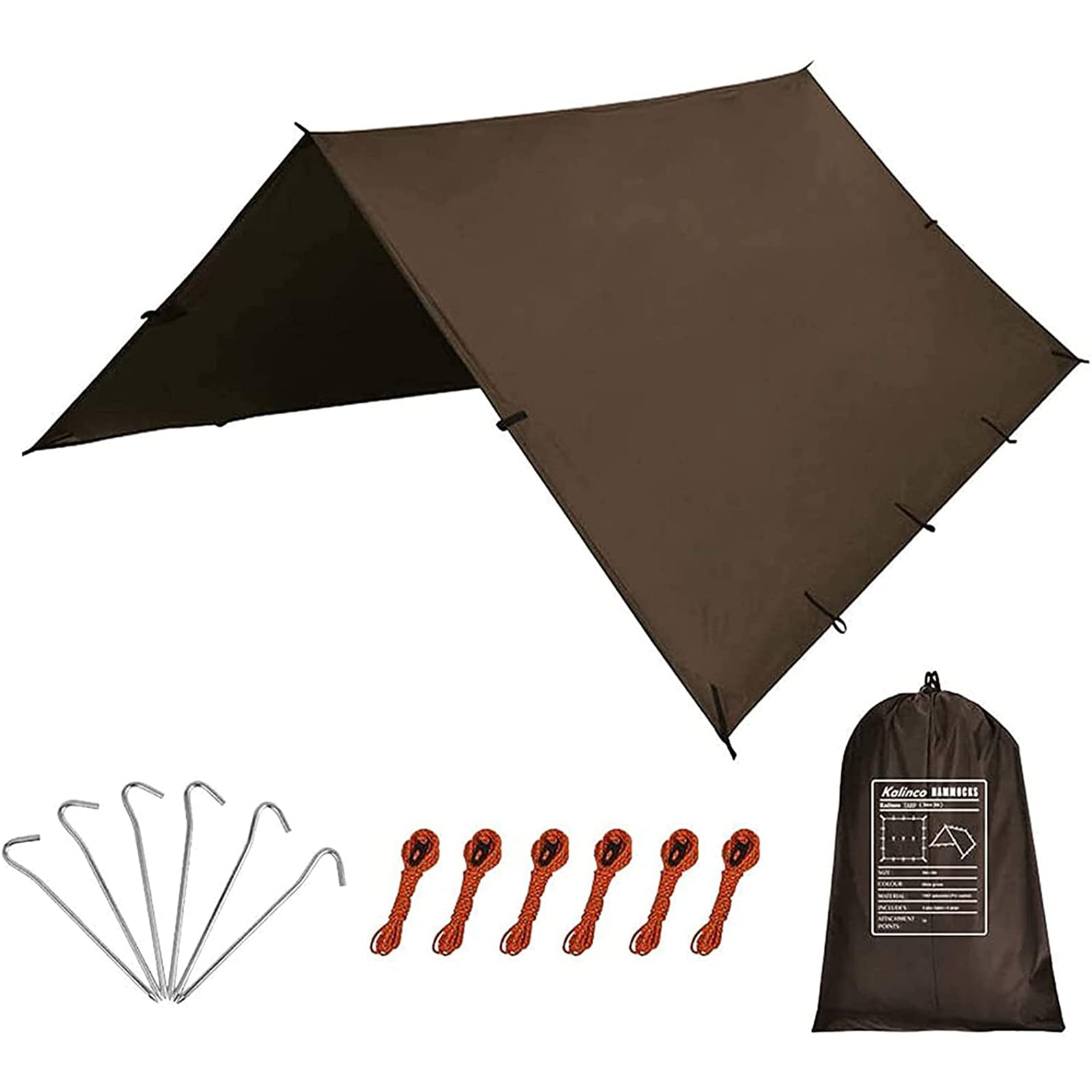 KALINCO waterproof camping tarp setup demonstrates reliable rain shelter ready for adventures.