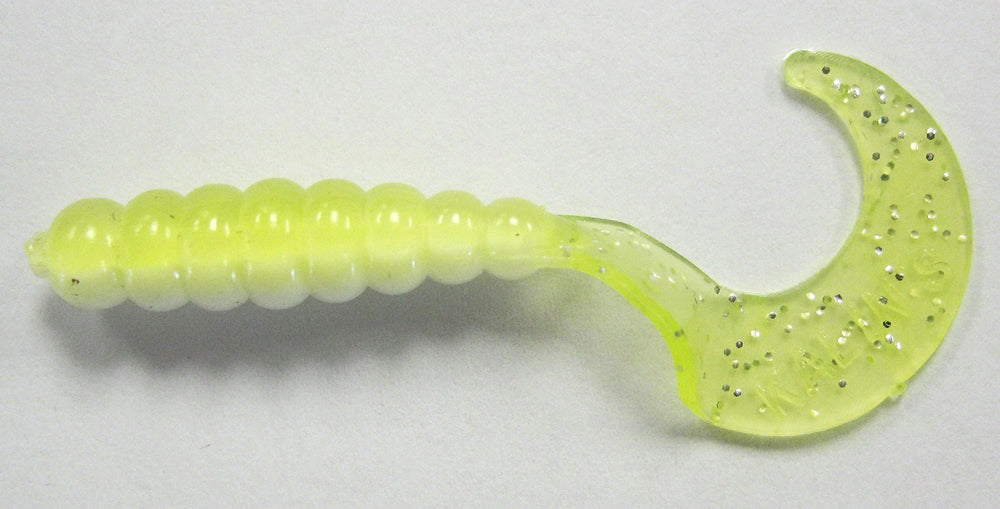 Kalin's 2-Inch Lemon Meringue grub closeup highlights color pattern for bass