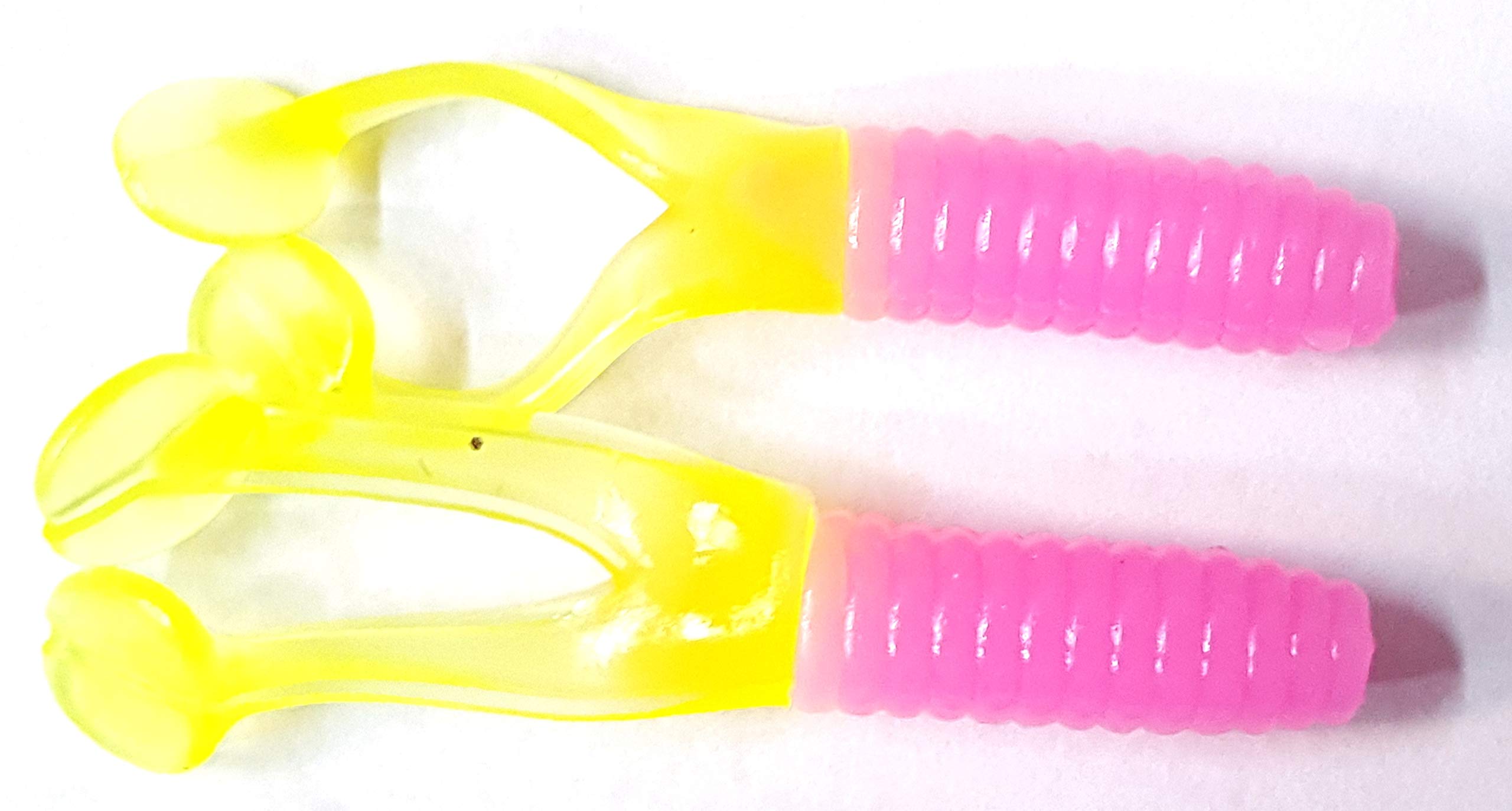 Kalin's Crappie Scrub bubble gum chartreuse with double paddletail attracts crappie