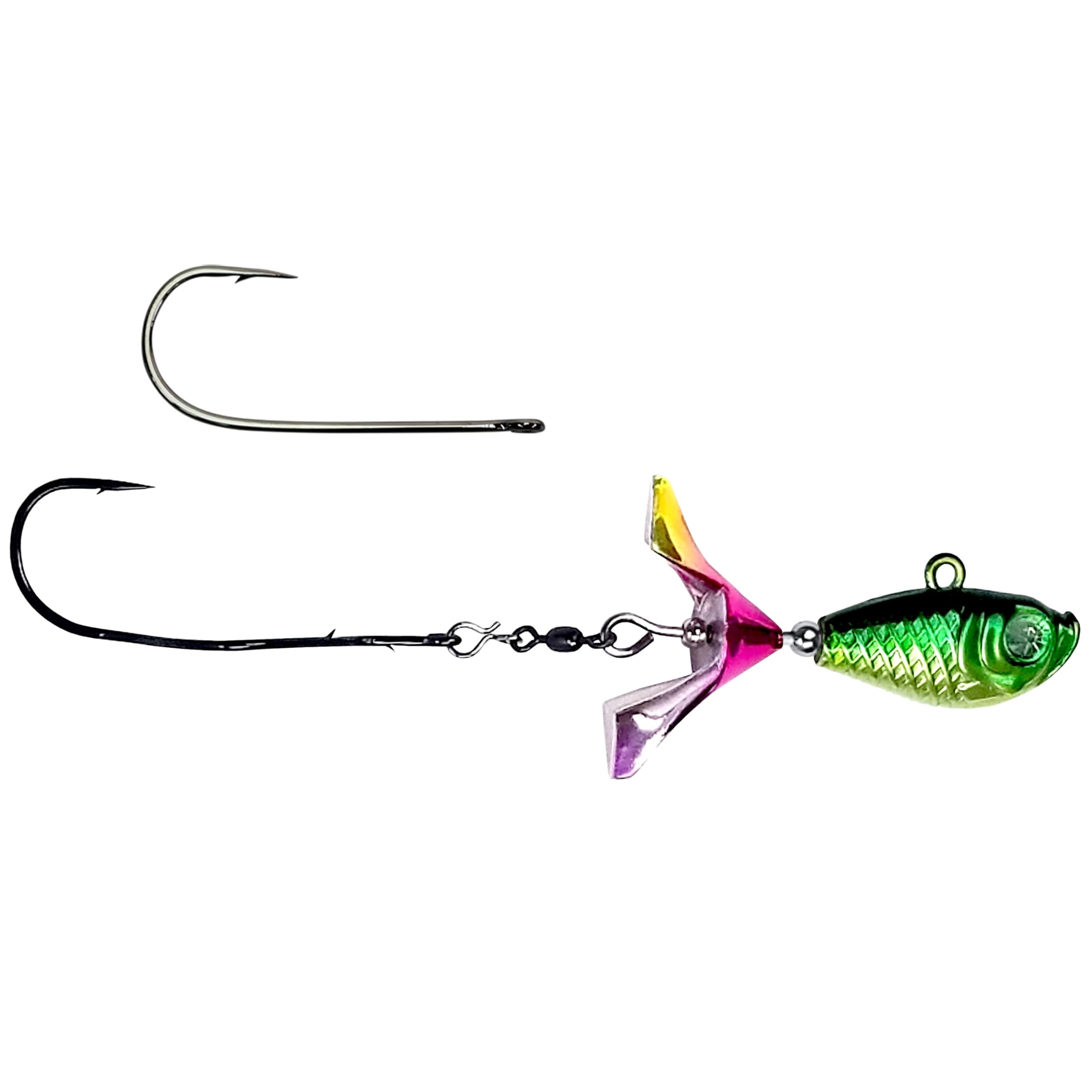 Kalins Google Eye Tungsten Search Bait chartreuse color with rattling blade to attract fish