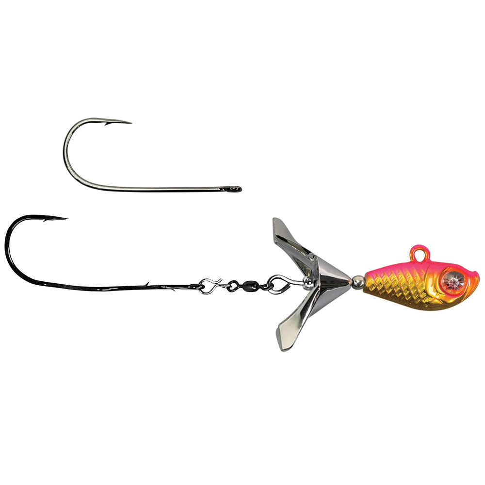 Kalins Google Eye tungsten search bait in clown color, rattling action to attract bites.