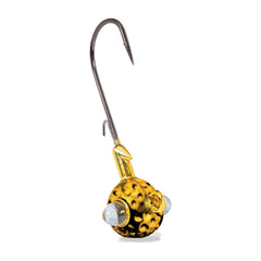 Kalin's Google Eye Jig hammered head rattles to attract fish during bottom retrieves.