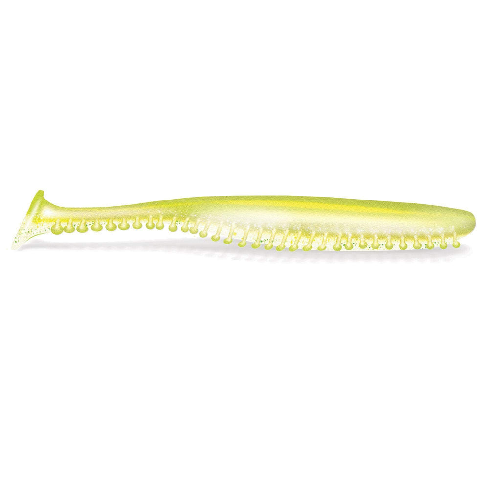 Kalin's Tickle Tail lure in action showing pulsating tail and water movement cues for strikes
