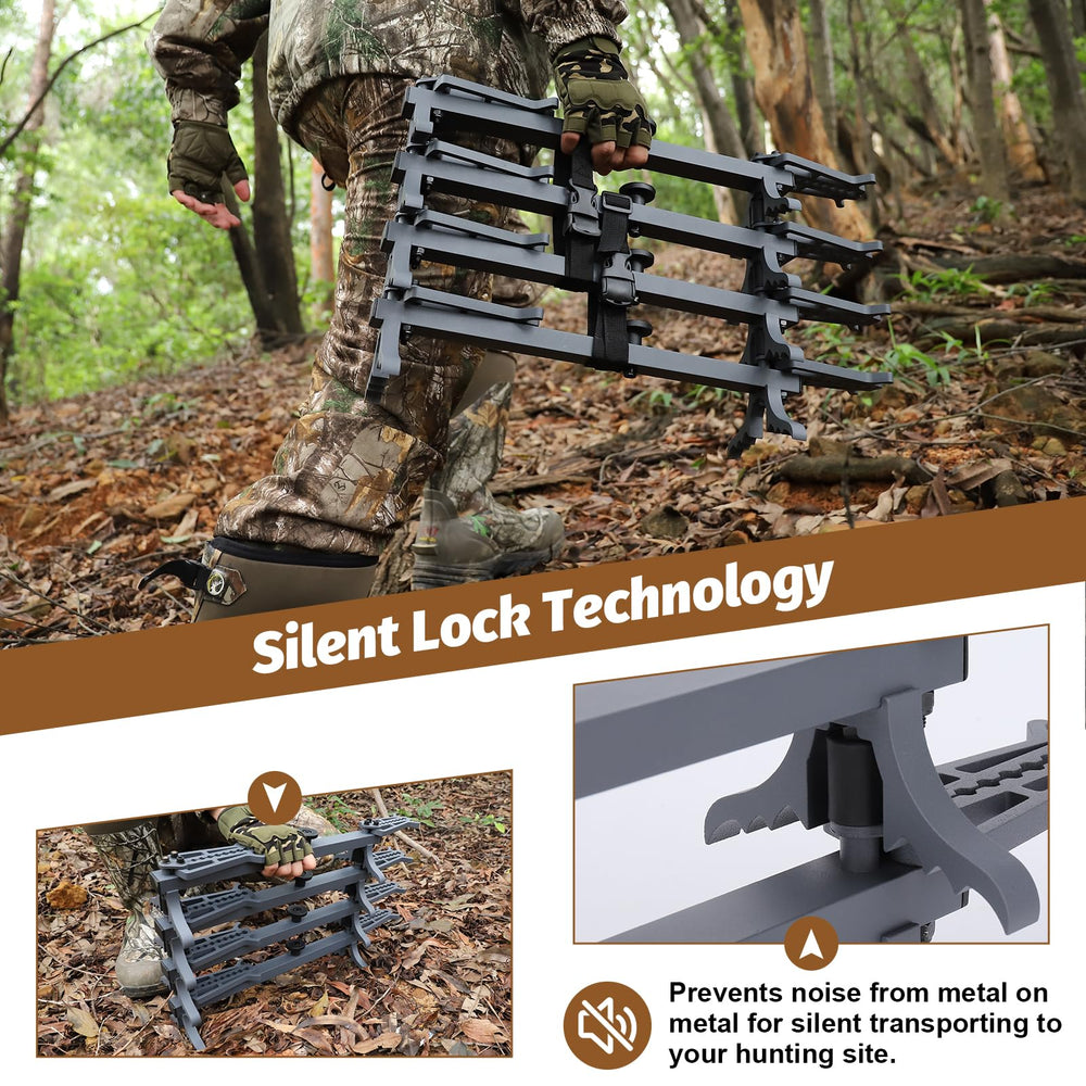 Kalkal climbing sticks v-bracket-teeth bite into bark for stability.