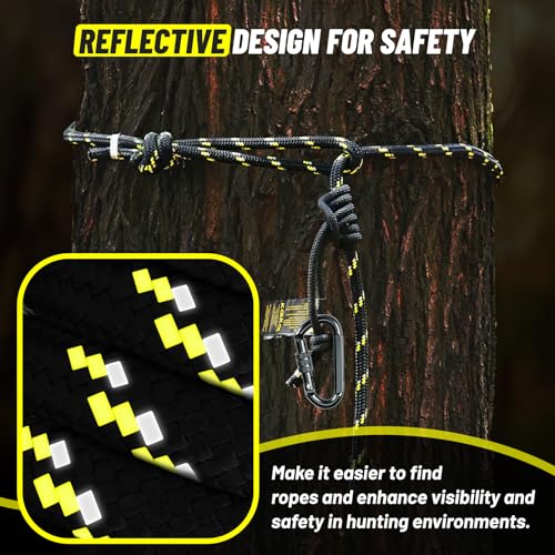 Kalkal heavy-duty safety carabiner secures the lifeline to the tree stand.