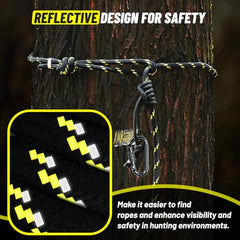 Kalkal heavy-duty safety carabiner secures the lifeline to the tree stand.