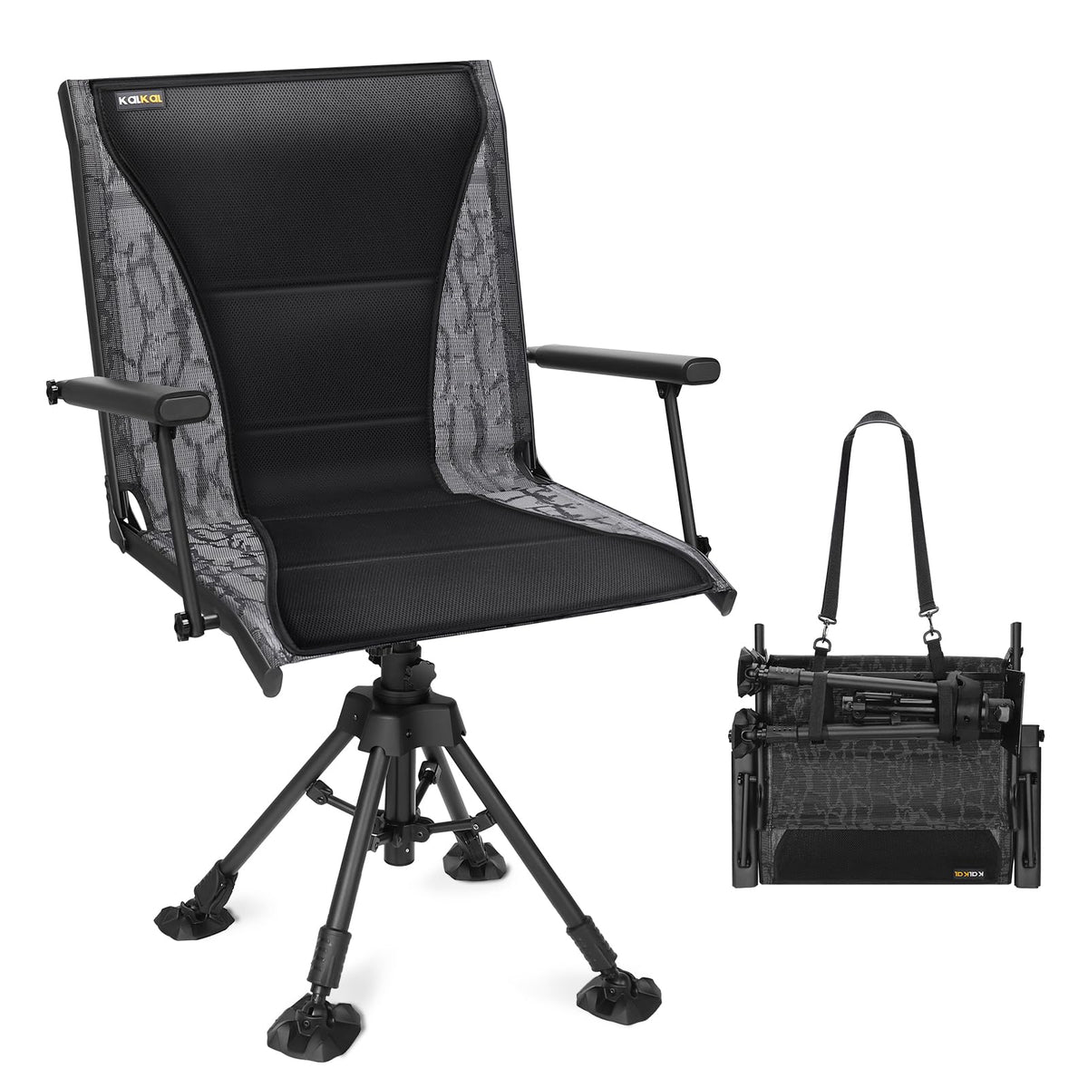 Kalkal Hunting Chair 360° swivel in action for silent, all-angle hunting usability.