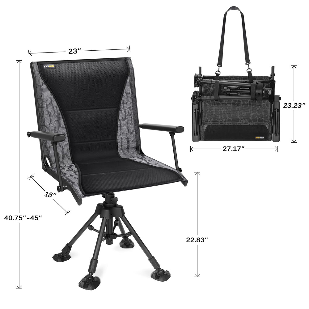 Kalkal Hunting Chair adjustable legs demonstrate customized seat height and comfort.